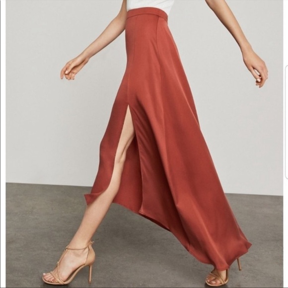 BCBGMAXAZRIA NEW Jillian Asymmetrical Satin Maxi Skirt with high low hemline - Picture 1 of 10